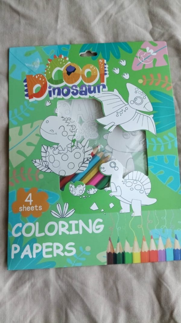 Coloring papers - 4 sheets Cool dinosaurs