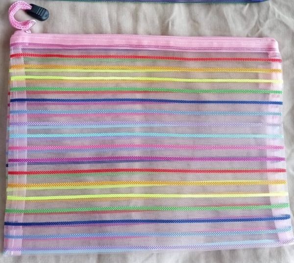 Pencil bag stripes (pink)